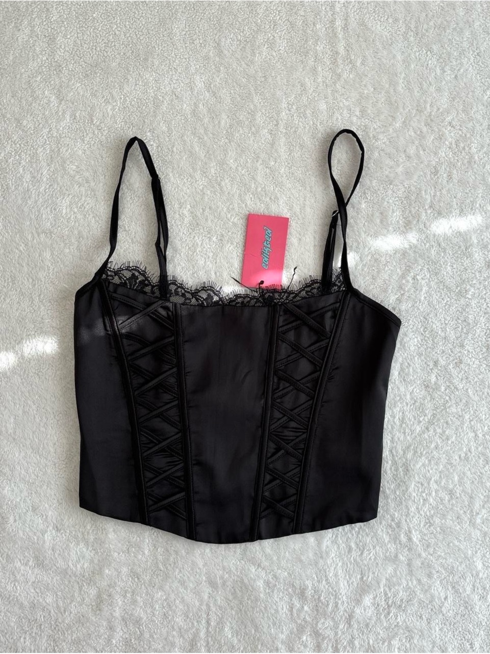 Black Lace Trim Bustier Cami
